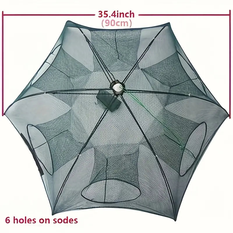 5-Piece Hexagonal Fish Trap Set - 6-Hole Design, Durable Nylon Mesh for Shrimp, Crabs and Fish, Portable Outdoor Fishing Gear
