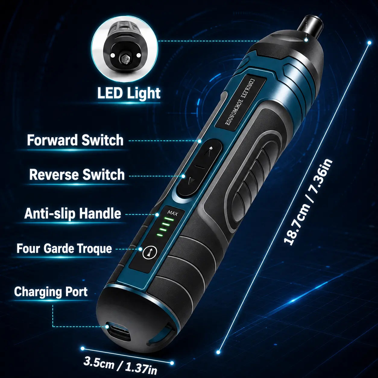 BoltWay 20-in-1 Electric Screwdriver Set - Rechargeable with Magnetic Bits and LED Light for DIY Repair