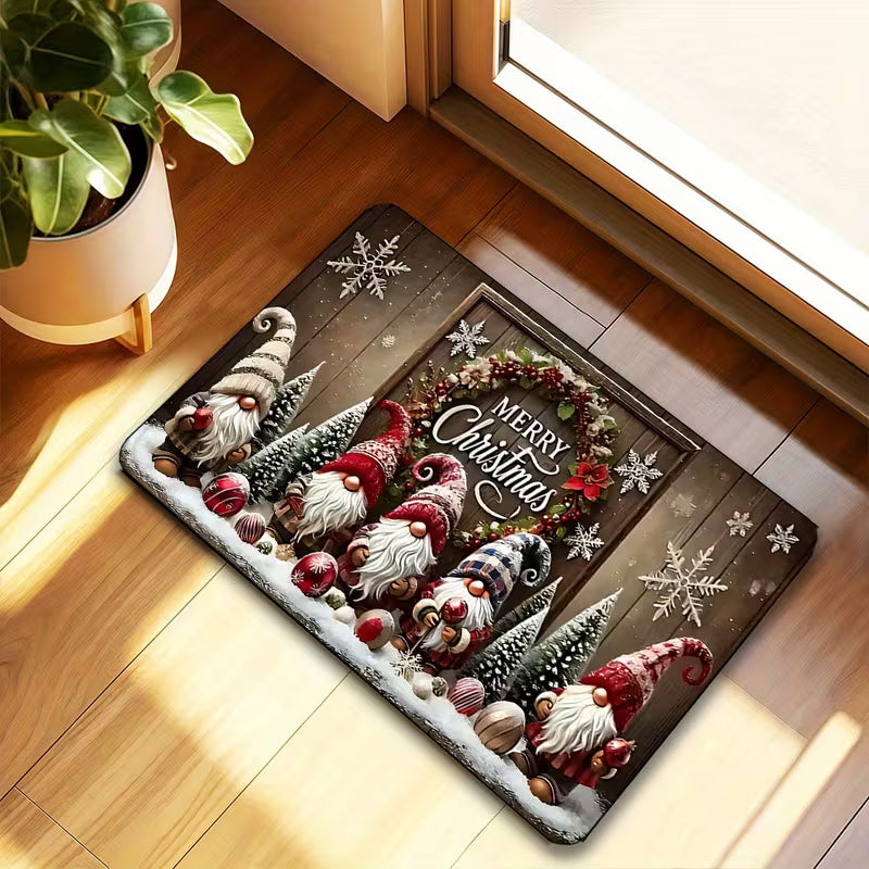 2Pcs Christmas Santa Non-Slip Doormat – Machine Washable for Indoor/Outdoor