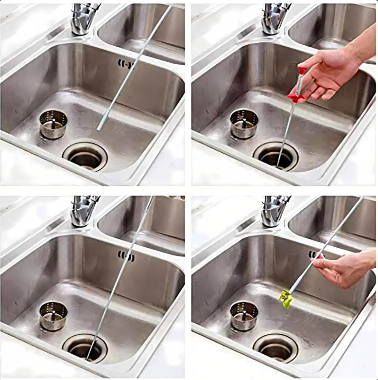 Flexible Grabber Claw Pick Up Reacher Tool, 4 Claws Bendable Hose Pickup Tool for Sink, Drains, Toilet Cleaning