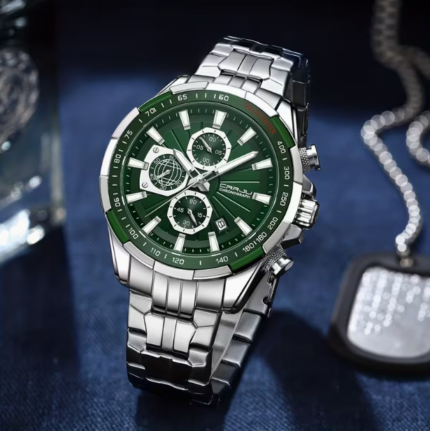 Men's Quartz Chronograph Wristwatch with Stainless Steel Strap – Classic Business & Casual Style