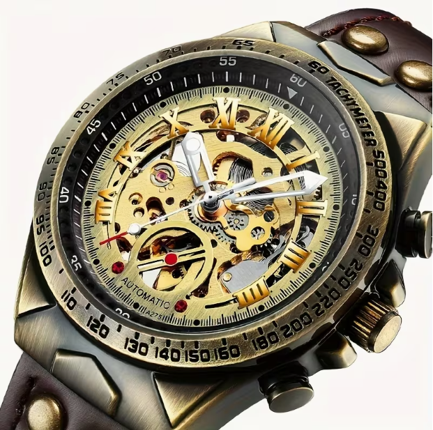 Men's Automatic Skeleton Mechanical Watch – Business & Sport Style, Retro Sci-Fi Design, Elegant Stable Movement