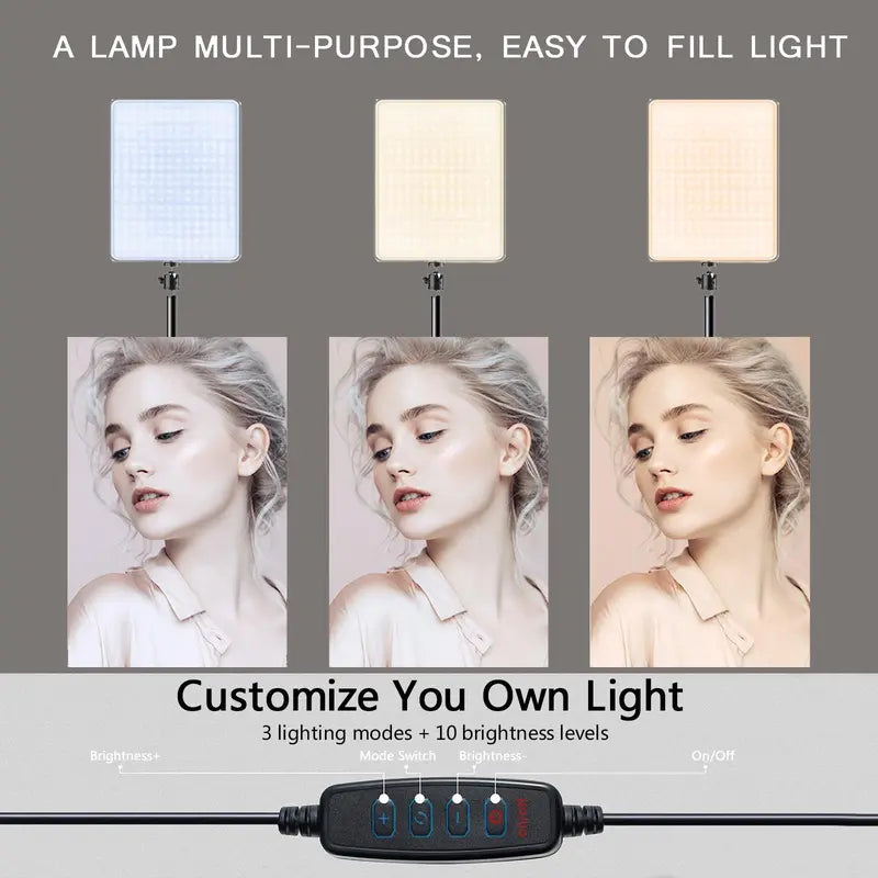 Portable Selfie Light with Stand – Dimmable, Overhead Adjustable, Ideal for Video Recording, Online Meetings, Vlogs & Live Streaming