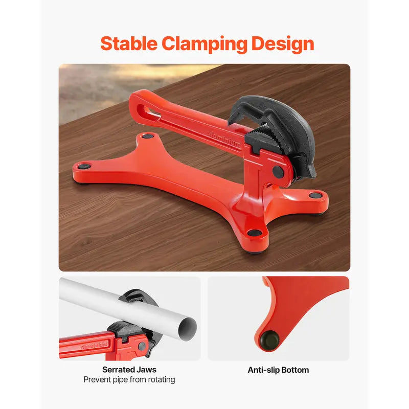 Portable Pipe Vise Tool - 2.62 lbs High-Strength Aluminum, 1/8"-1.5" Clamp Range, Anti-Slip Grip for PVC Pipe Plumbing