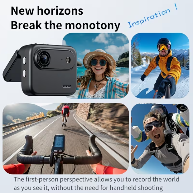 4K Flip Screen Thumb Action Camera – Anti-Shake, Wide-Angle, Lightweight, for Vlog & Travel, Includes 32GB Memory Card, USB Reader & Type-C Adapter