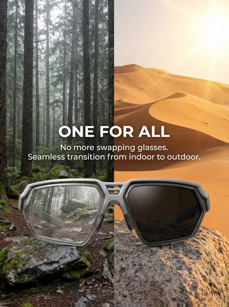 Men's Photochromic Polarized Sunglasses - Smart Adaptive Lens, UV400 Protection for Driving, Cycling and Outdoor Sports