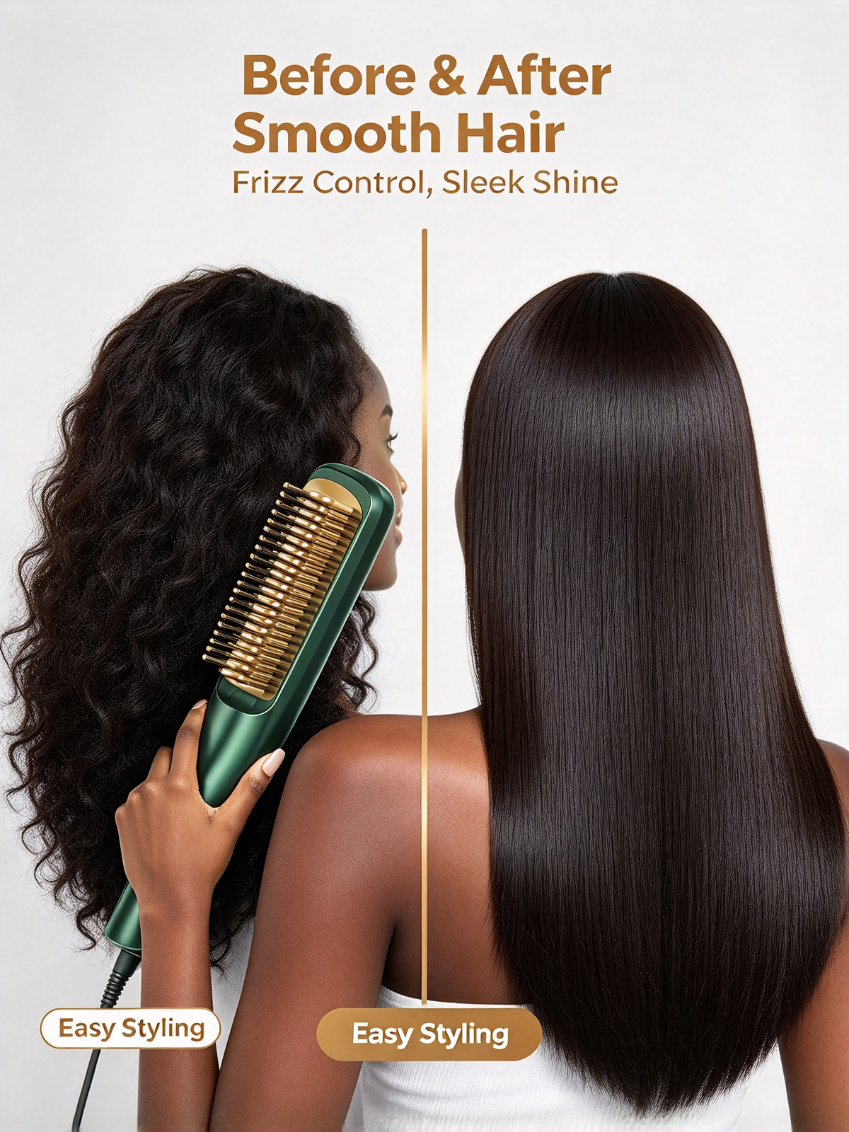 USB 5V Portable Hair Straightener Brush - Ceramic Coated, Multi-Level Temperature Control for Curling and Straightening