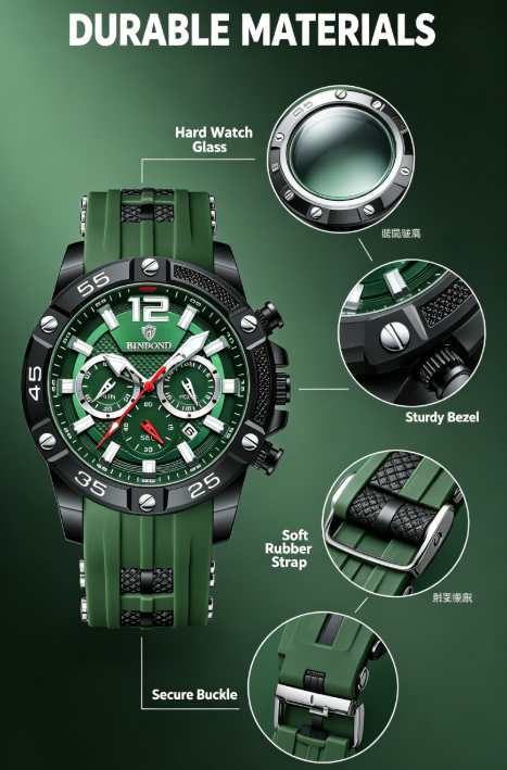 Men's Three-Eye Timing Function Watch - Trendy Practical Style for Street, Workwear and Light Busines