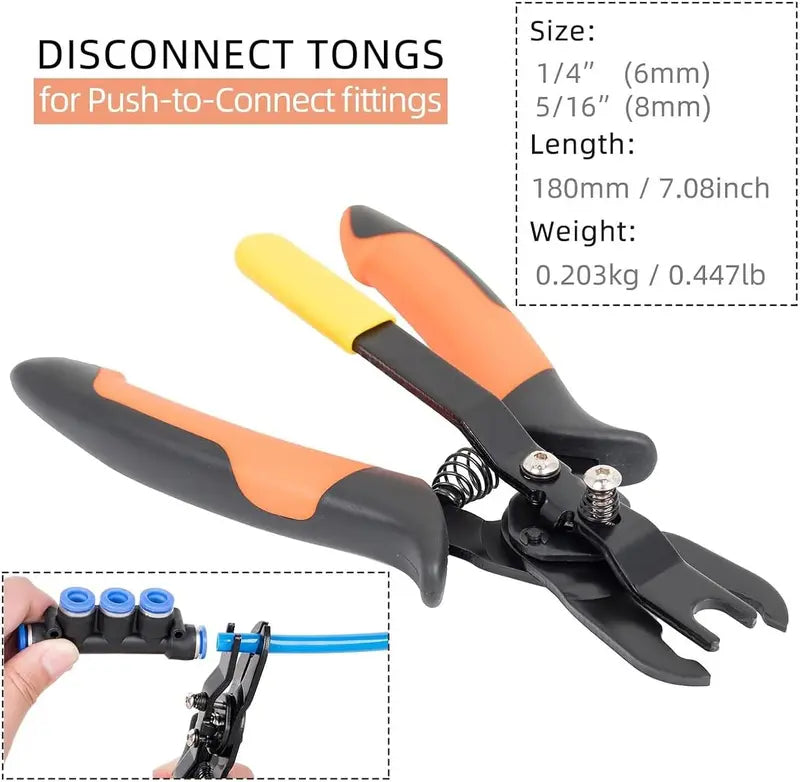 Quick extubation device Tracheal forceps Air Hose Connector Removal Tool Push-to-Connect Fittings Disconnect Pliers for Automotive Pneumatic Air Line Repair Quick Release Fitting Pliers PVC One-Hand Operation Compact Design