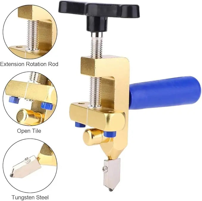 2-in-1 Glass Tile Cutter with Extra 2 Blades - Heavy Duty Cutting Tool for Glass, Mirror, Ceramic and Glazed Tiles