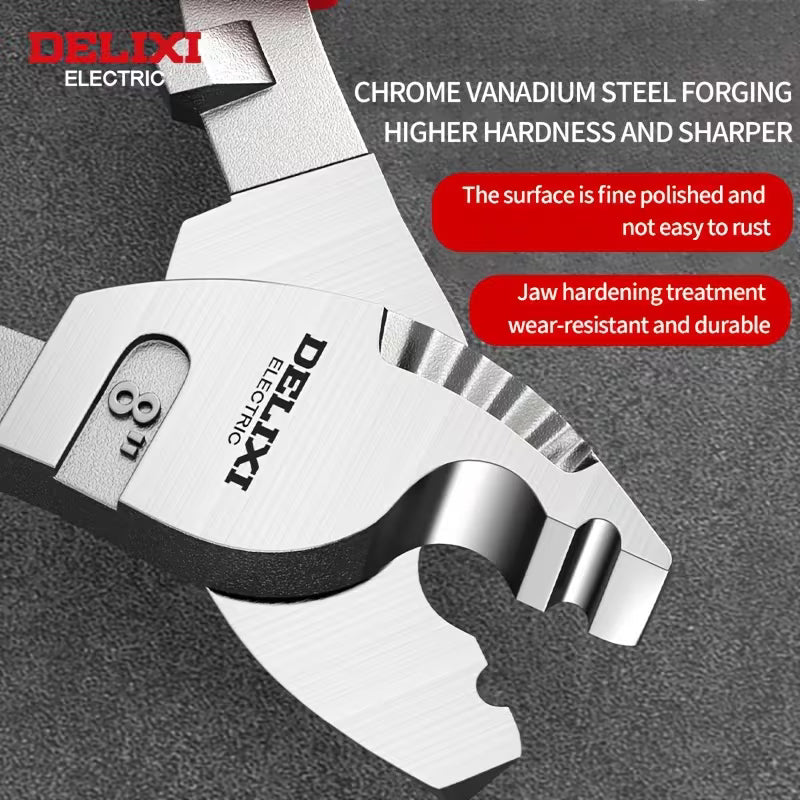 Delixi Electric 10-Inch Cable Scissors – Wire Cutting & Stripping Tool for Electricians & Home Use
