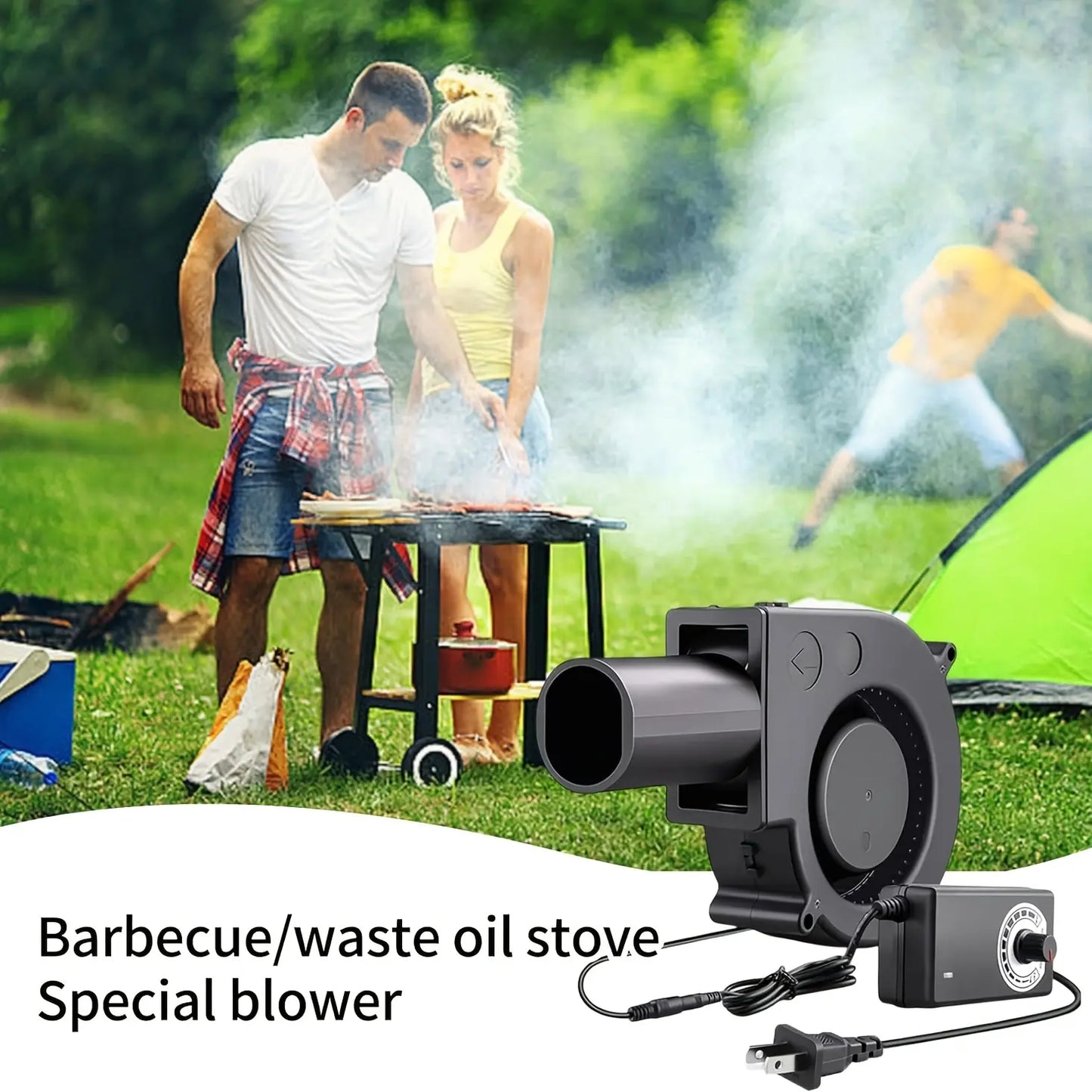 Turbo Handheld Air Blower - Variable-Speed with Adjustable Outlet for BBQ Grill, Wood Stove and Outdoor Use