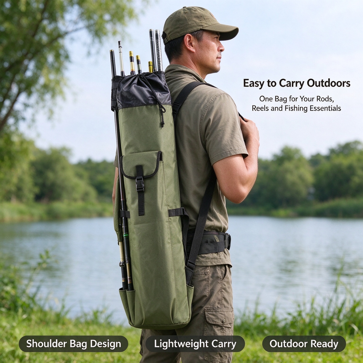 Outdoor Fishing Bag Tackle Bag - Thickened Large Capacity Portable Fishing Rod Bag, Sea Rod Bag, Crossbody Bag for Lure Fishing