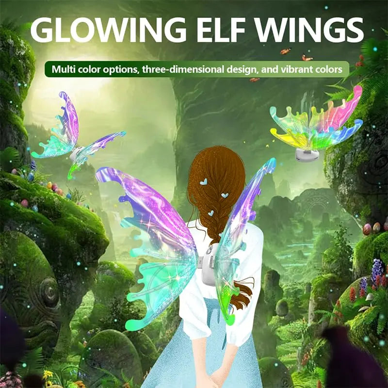 LED Light Up Butterfly Wings - Battery Powered Colorful Glowing Wings for Party, Festival and Holiday Props (Batteries Not Included)