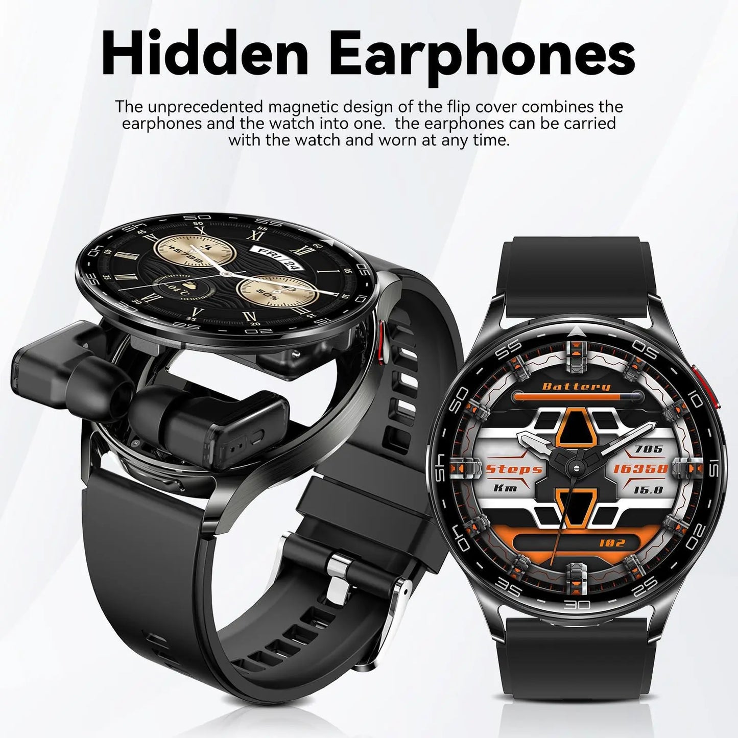 JELLOO Smart Watch with Earbuds - Multifunctional 1.39" HD Touch Screen Smartwatch with Call Answer, Music Playback, IP68 Water Resistant, Compatible with iPhone and Android