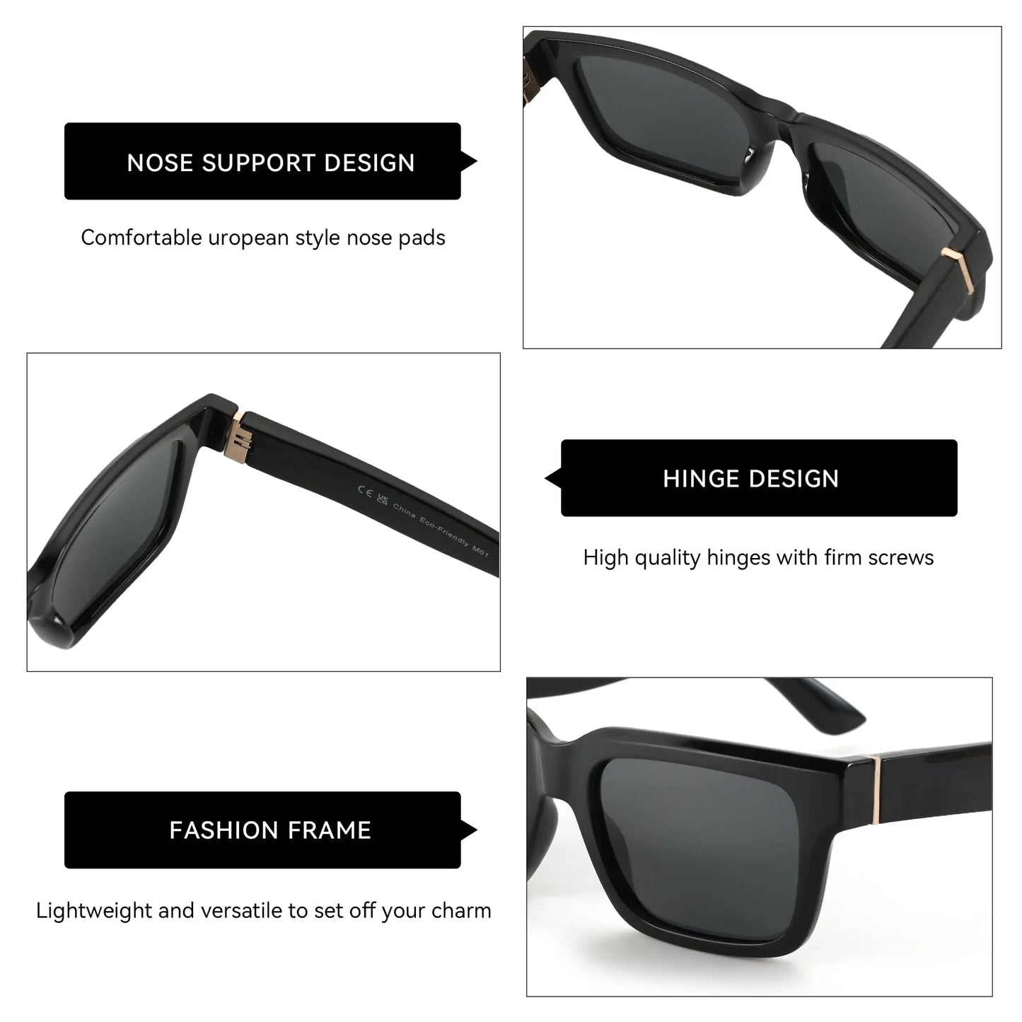 Retro Polarized Sunglasses - Thick Frame, Anti-Glare Lenses, High Quality Classic Vintage Eyewear for Men and Women, Summer Essential Gift Set