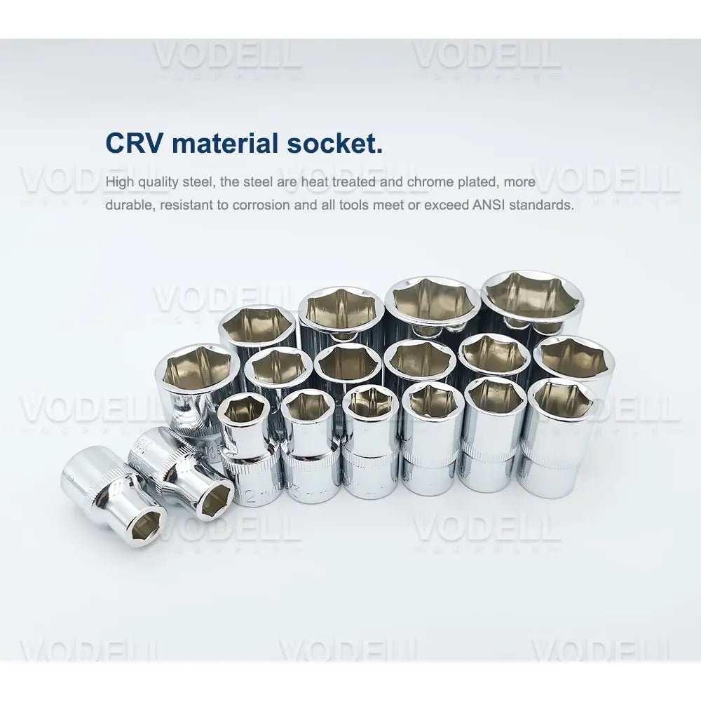 CR-V 61-Piece Ratchet Box Socket Set - Combination Socket Wrench Spanner Tool Kit
