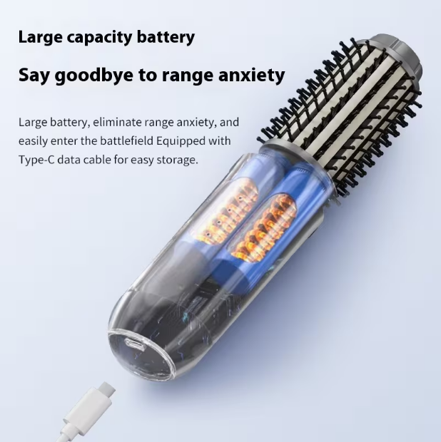 Cordless 2-in-1 Hair Curler & Straightener Brush – Rechargeable Styling Tool with LED Display