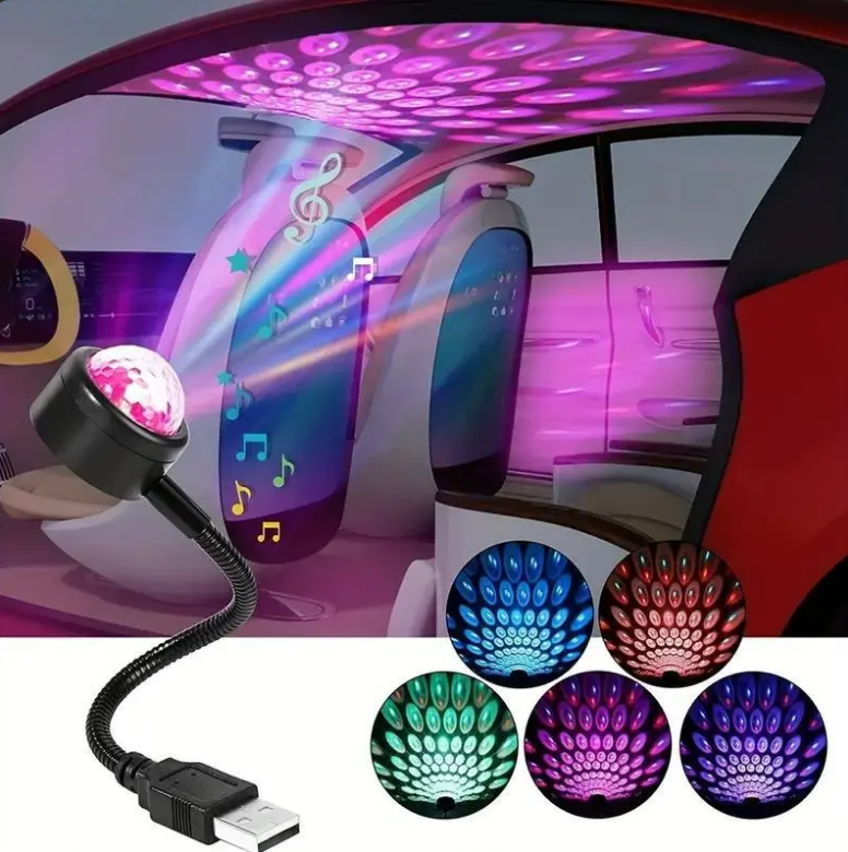 Buy 1 Get 1 Free USB Car Music Rhythm Projector Light, LED Magic Ball Light for Car Interior Decor, Party Atmosphere Light
