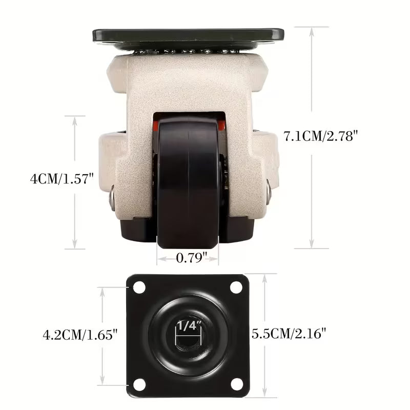 4Pcs Duty Foam Wheels Type 40F – Swivel, Adjustable Balance, 20.87kg Load for Material Handling