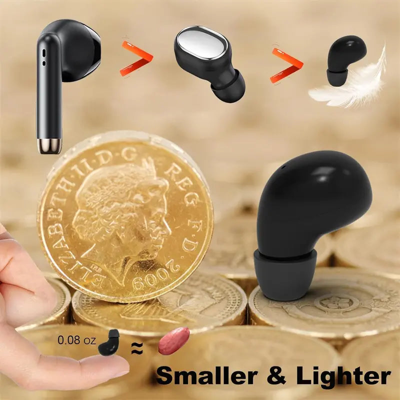 Invisible Mini Earbuds Wireless Bluetooth – Low Profile Micro Smallest Tiny Discreet Hidden Earbuds for Work – Small Headphones, Invisible Sleep Wireless Earphone IPX5 Waterproof for Small Ear Canals