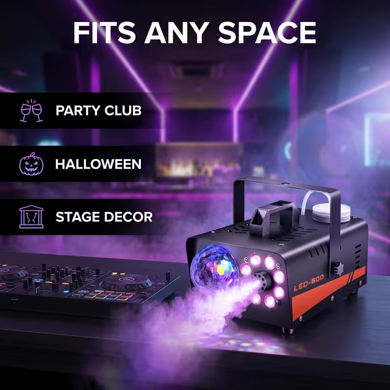 600W Fog Machine – 3000CFM, 13 LED Lights, Wireless Remote for Parties, Weddings & DJ Stages