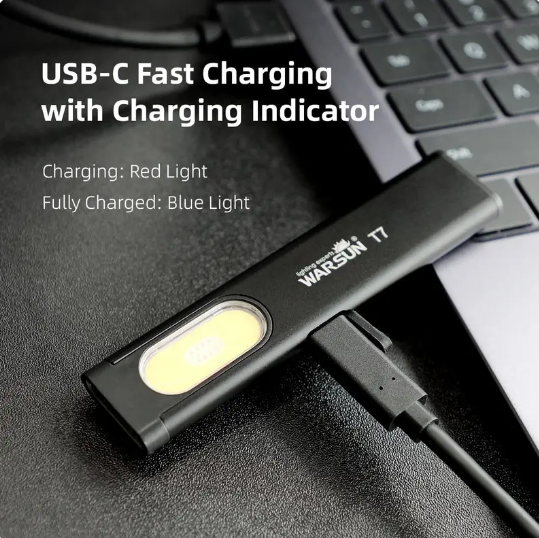 Compact Multi-Mode Pocket LED Flashlight – USB-C Rechargeable, IPX4, Dual Material – Red/Blue Strobe (Police/Emergency Mode)
