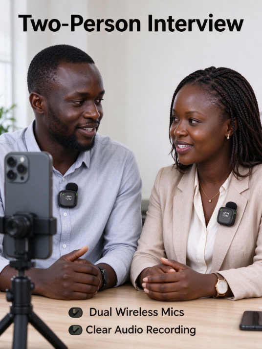 Mic3 AI Wireless Lavalier Microphone – Bluetooth, Noise Cancelling, Clip-On for Video & Streaming