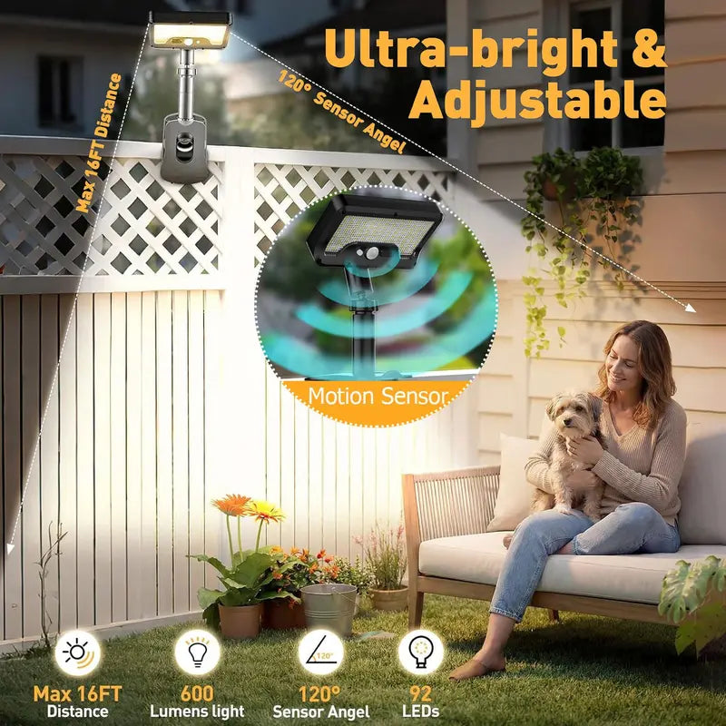 2-Pack Outdoor Solar Clip-On LED Lights - Ultra-Bright Motion Sensor Pathway and Wall Lamp for Garden and Patio
