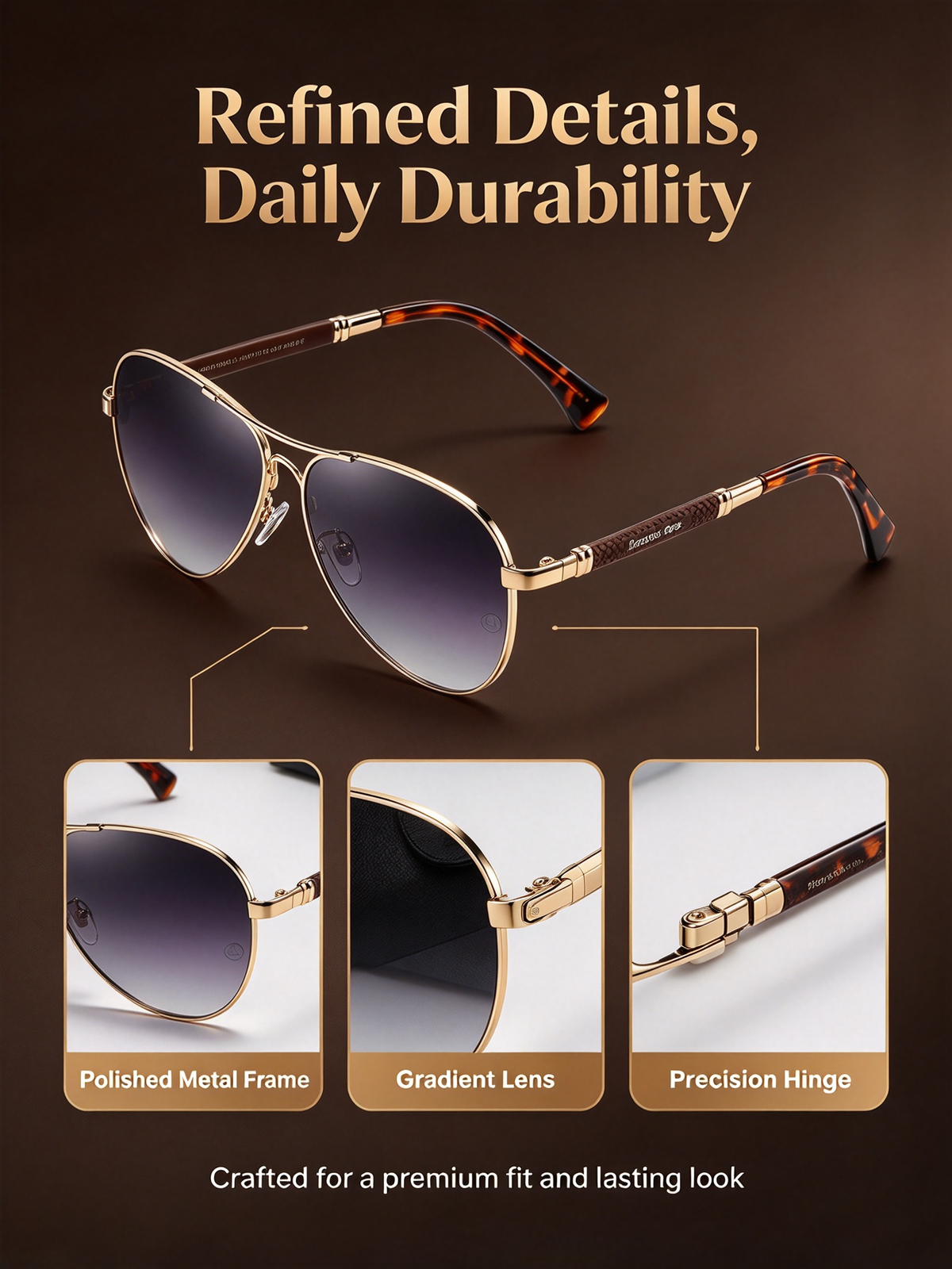 New Mercedes-Benz Men's Polarized Sunglasses - UV Protection Large Frame Memory Aviator Shades
