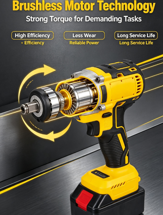 Brushless Impact Wrench – 1/2", 1500FT-LBS, 2 Batteries + Fast Charger for Auto Repair
