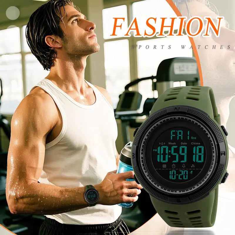 🔥 Clearance Special – Order 1 Get 3 🔥 – OIDEA Fashionable Digital Outdoor Men's Watch – Large Dial, Shockproof, Waterproof Silicone Band Wristwatch with Calendar, Alarm, Stopwatch Functions