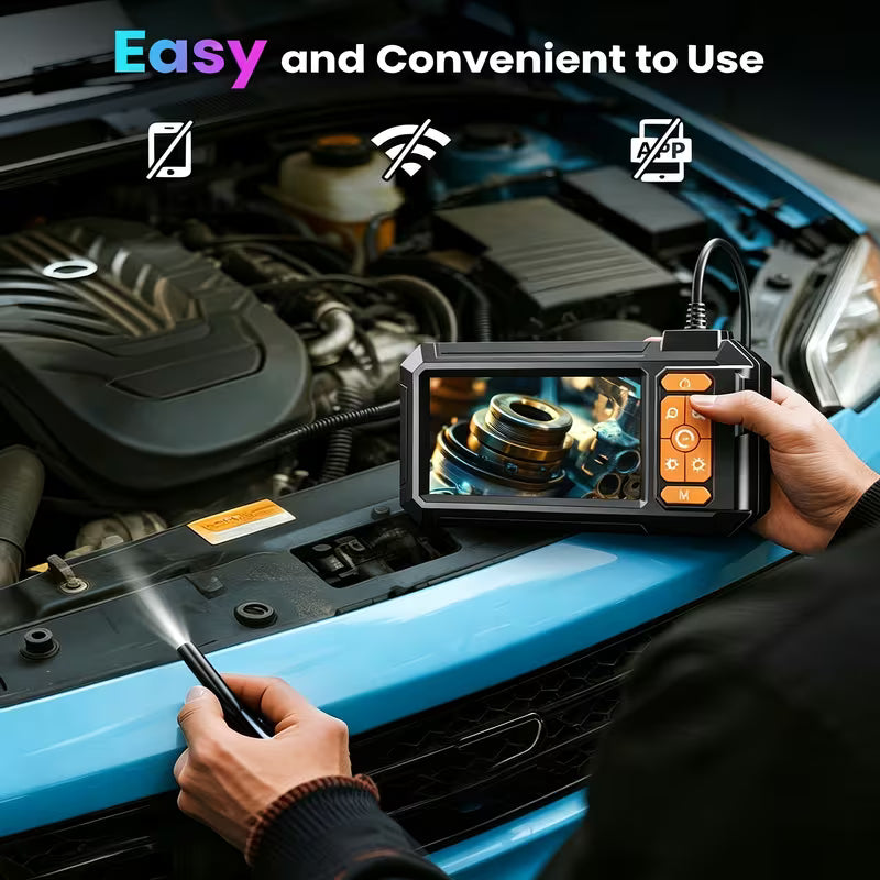 Endoscope Inspection Camera – 4.3" IPS Screen, 1080P HD, 8 LED Lights for Pipe & Repair Inspections