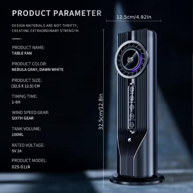 6-Speed USB-Powered Portable Humidifier Cooling Fan – Air Humidification, Essential Oil Compatible, Quiet Operation, Compact Design for Home, Office & Dorm