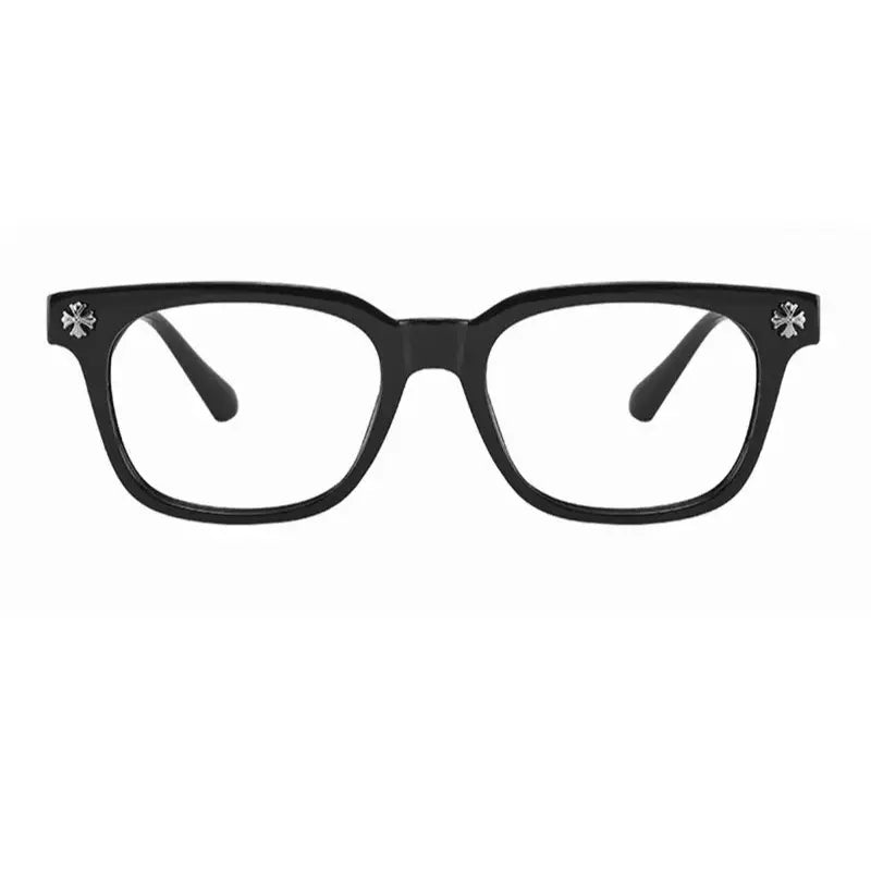 Fashion Square Frame Anti-Blue Light Glasses - Flat Lens, Metal Frame, Versatile Casual Style for All Seasons