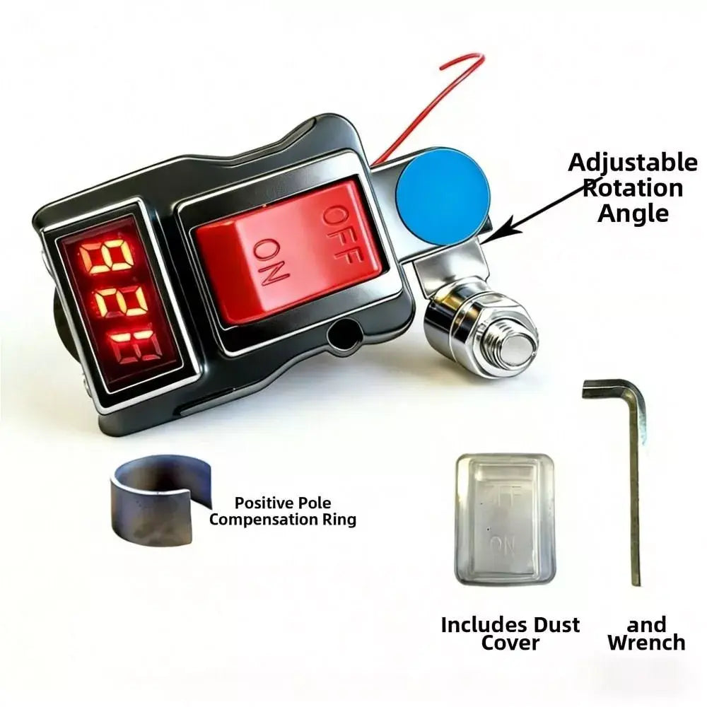 Reliable Battery Disconnect Switch with Power Level Indicator - Cut Off Device for Auto and Marine Battery Disconnect