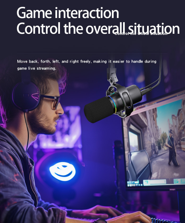 WM8 Dynamic Microphone Kit – USB/XLR Dual Interface, RGB Gaming Mic with Boom Arm & Tripod Stand