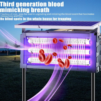 30W Solar Mosquito Killer Lamp Outdoor Waterproof, 3 Tubes UV Insect Zapper, Dual Solar & USB Rechargeable Battery Powered Bug Zapper for Garden, Yard, Farm, Patio