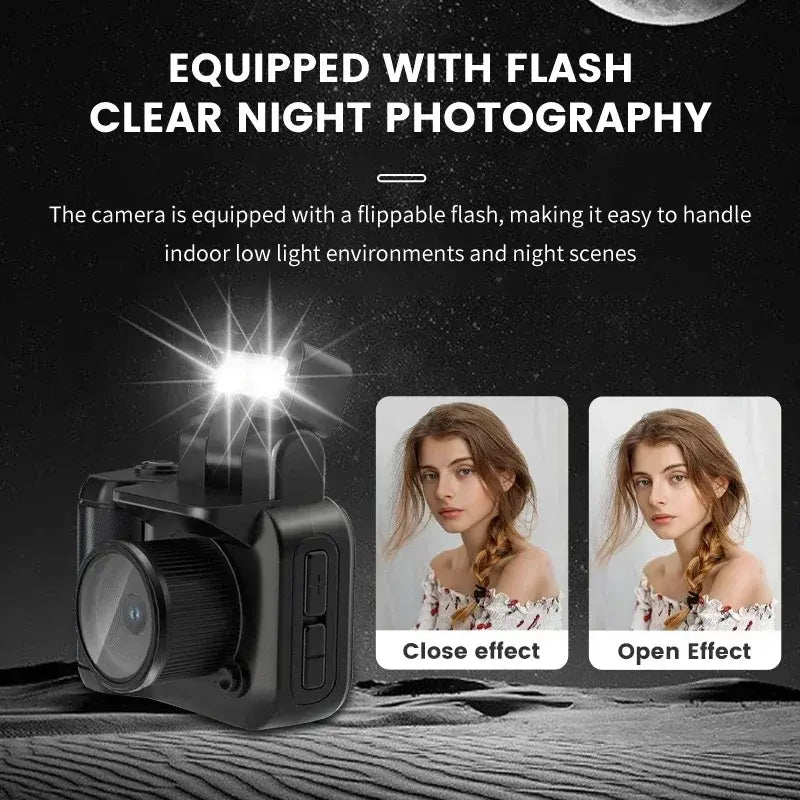 Mini Retro 32GB Camera with Built-in Screen – 1080P HD Video & Photo, Keychain Design, Compact & Rechargeable (Black)