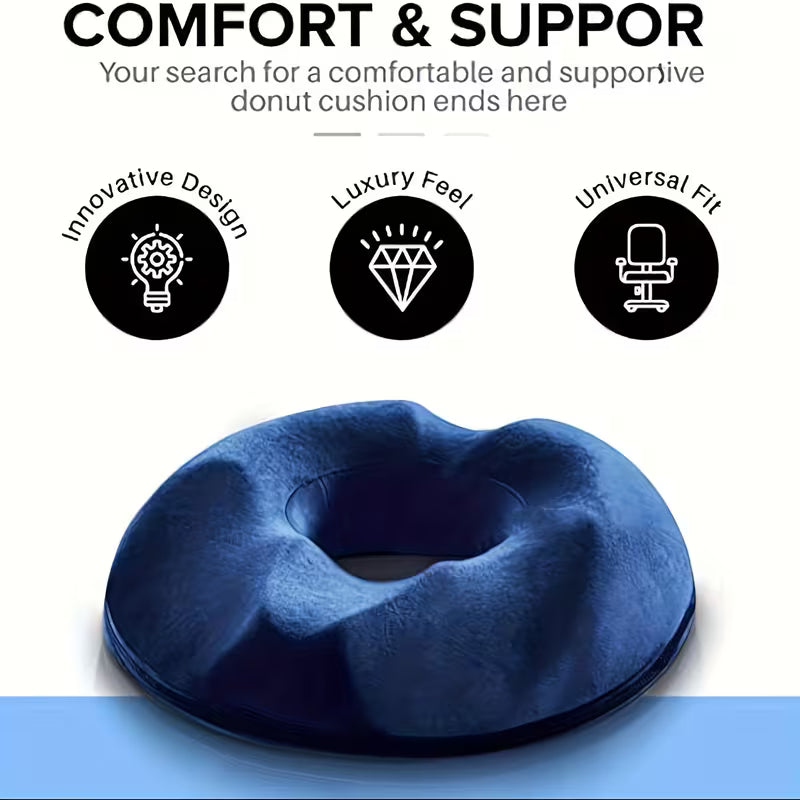 Memory Foam Donut Pillow – Coccyx Seat Cushion for Hemorrhoid, Pregnancy & Tailbone Relief