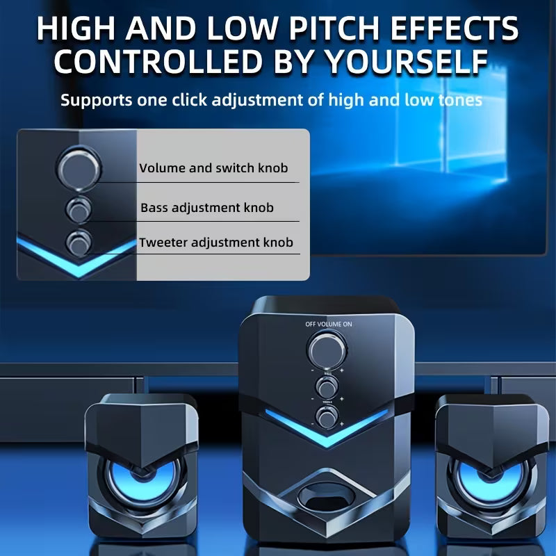 Cash on Delivery Tanzania Free Shipping Big Brand Guarantee 98% Positive 💻 SADA D-222 2.1 Desktop Speaker System – USB Powered, 3.5mm AUX Input, LED Ambient Light, Subwoofer for PC & Laptop