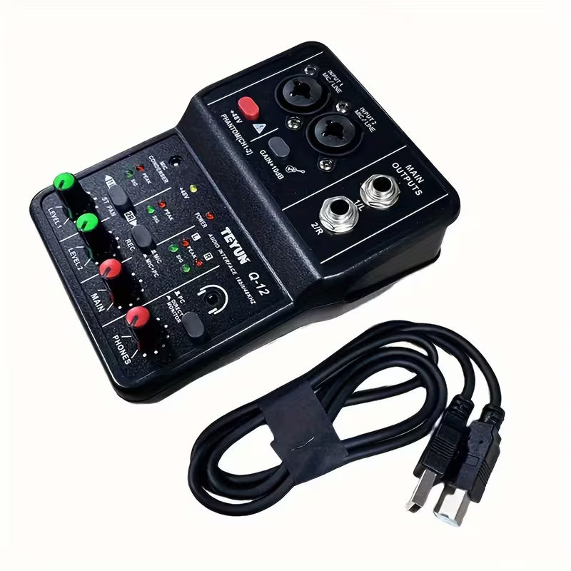 2026 Dual‑Channel USB Audio Interface – XLR Mic Jack, Driver‑Free Mini USB Mixer, 16bit/24khz, Recording Sound Card for PC Music Arrangement