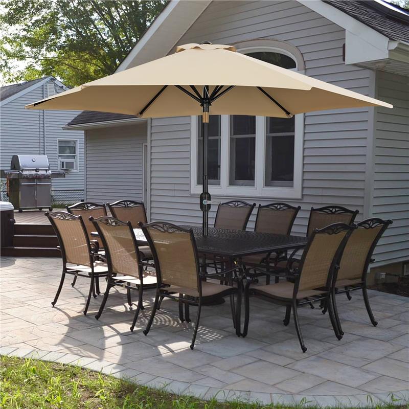 【On Sale】 Yaheetech 10FT Patio Umbrella w/ Push Button Tilt and Crank, Outdoor Garden Table Umbrella for Garden, Deck, Backyard, Pool, Beach
