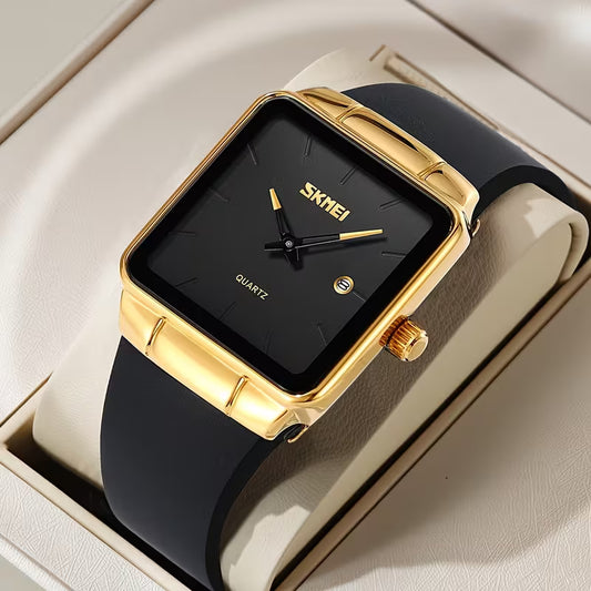 SKMEI Quartz Wrist Watch, Casual Fashion Minimalist Square Case Quartz Watch, Waterproof Unisex Square Quartz Wristwatch, Delicate Low-Profile Timepiece for Daily Life Wear