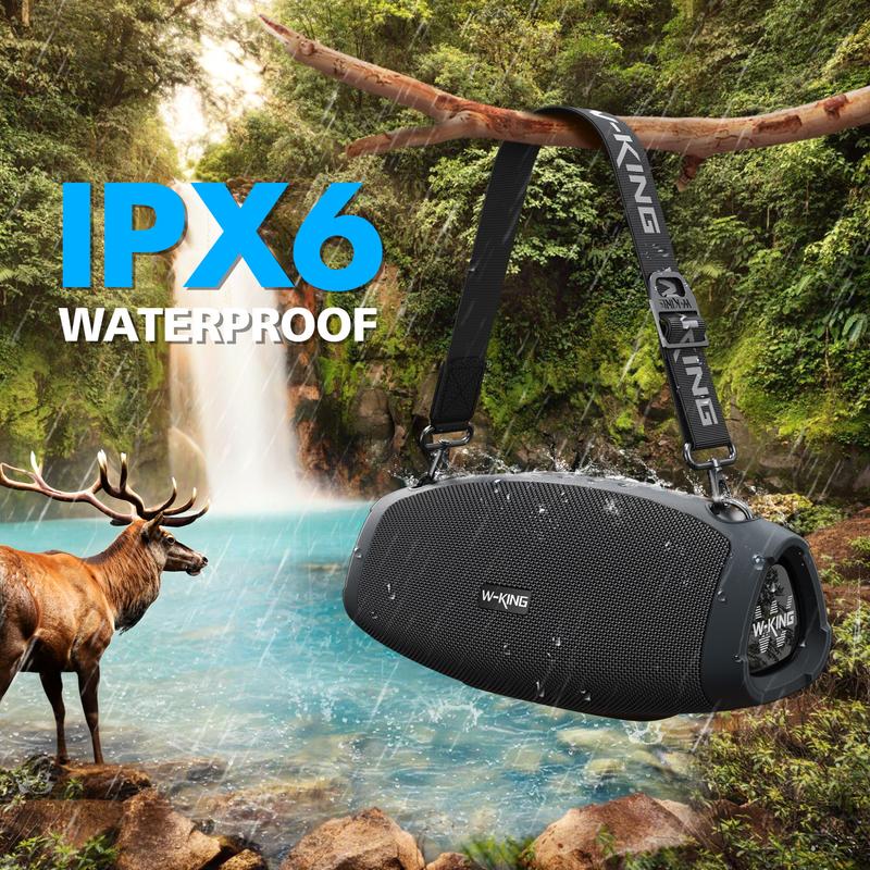120W Portable Bluetooth Speaker with Wireless Microphone, IPX6 Waterproof, Triple Passive Radiators-Deep Bass/Hi-fi/DSP/Power Bank/TF/AUX/EQ/Opener