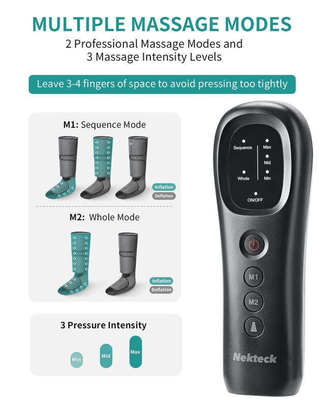 Air Compression Leg Massager with 3 Massage Levels & Auto Shut Off Feature for Foot and Calf Comfort and Relaxation