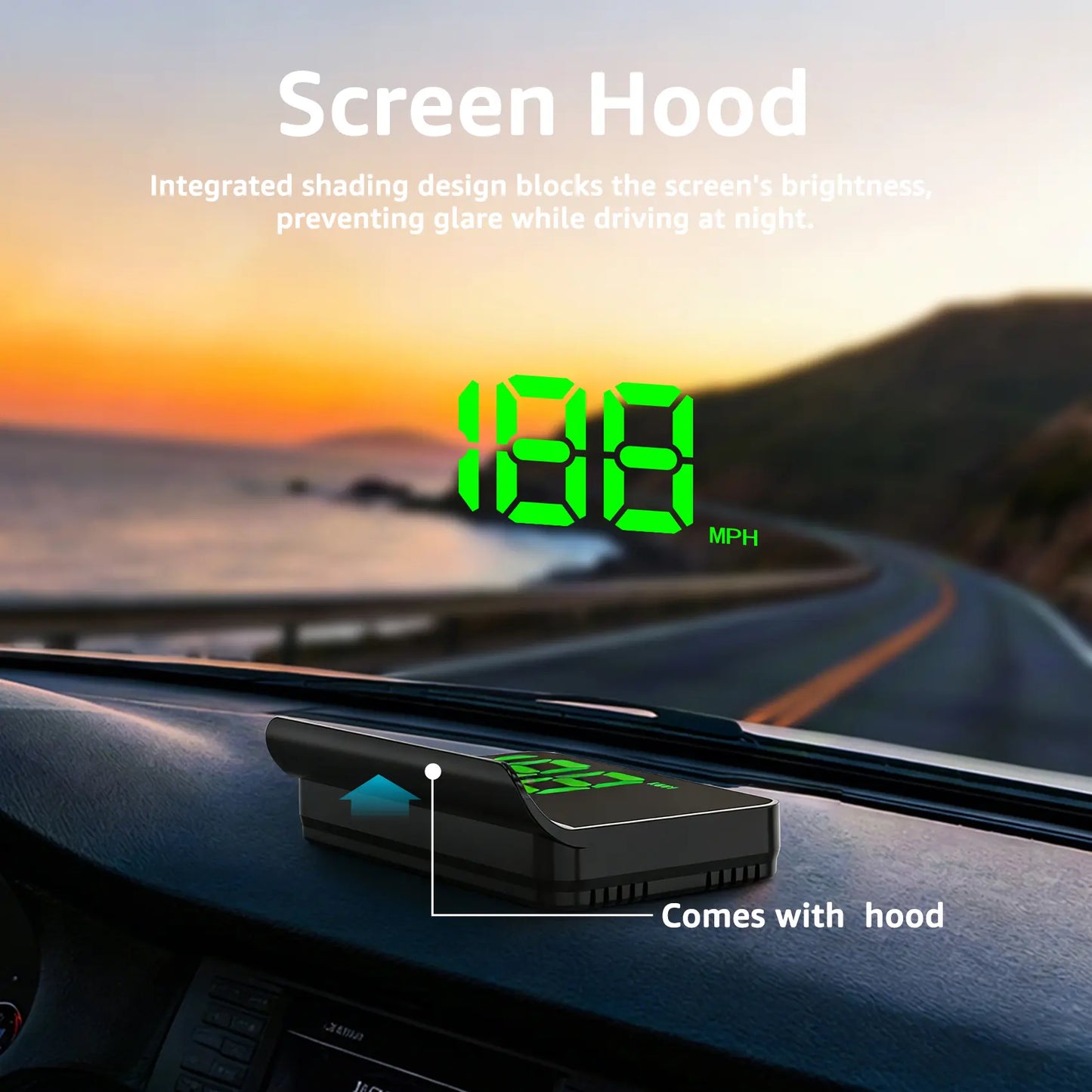 KUOWEIHUD K1 Car Head Up Display (HUD) GPS Digital Speedometer, Odometer (MPH) for Cars, Trucks, Motorcycles Automotive Electronics Accessory,Digital Head Up Display Speedometer image 2