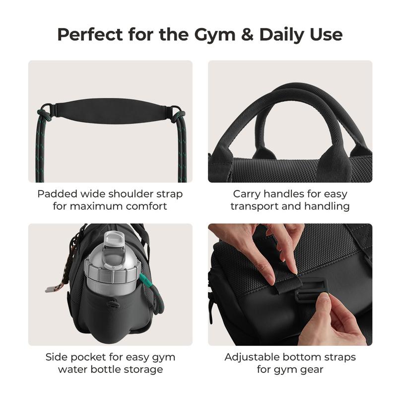 Reiki Mini Gym Compact Duffle Bag (9.84" x 5.9" x 6.69") 5.5L Capacity, Waterproof PVC Pocket, Adjustable Bottom Straps, Elastic side pockets, Ideal for Gym & Daily Use