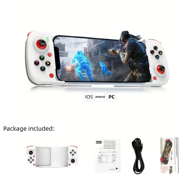 Stretch‑Type Game Controller – Wireless & Wired Gamepad, Telescopic Phone Holder, Compatible with iPhone, Android, Steam Deck, PC & Tablet – Perfect Holiday Gift for Gamers
