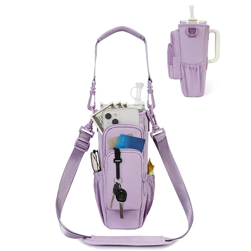 sportsnew Water Bottle Carrier Bag with Phone Pocket fo 40oz Tumbler with Handle Accessories Insulated Water Bottle Holder Pouch with Strap Crossbody with Straw Cover